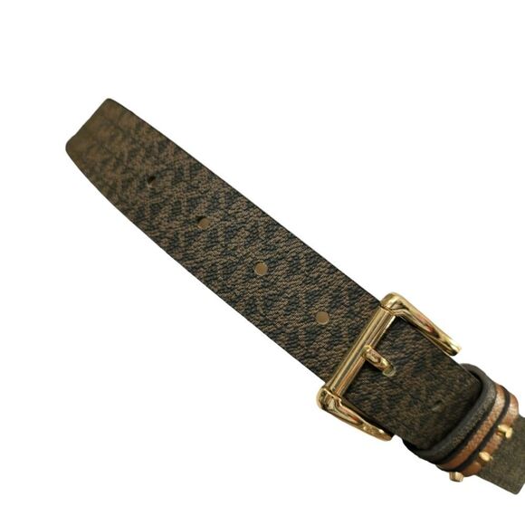 Michael kors brown leather logo belt main image 11